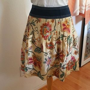 Heart Moon Star 100% Cotton Floral Fit and Flare Skirt Size 0